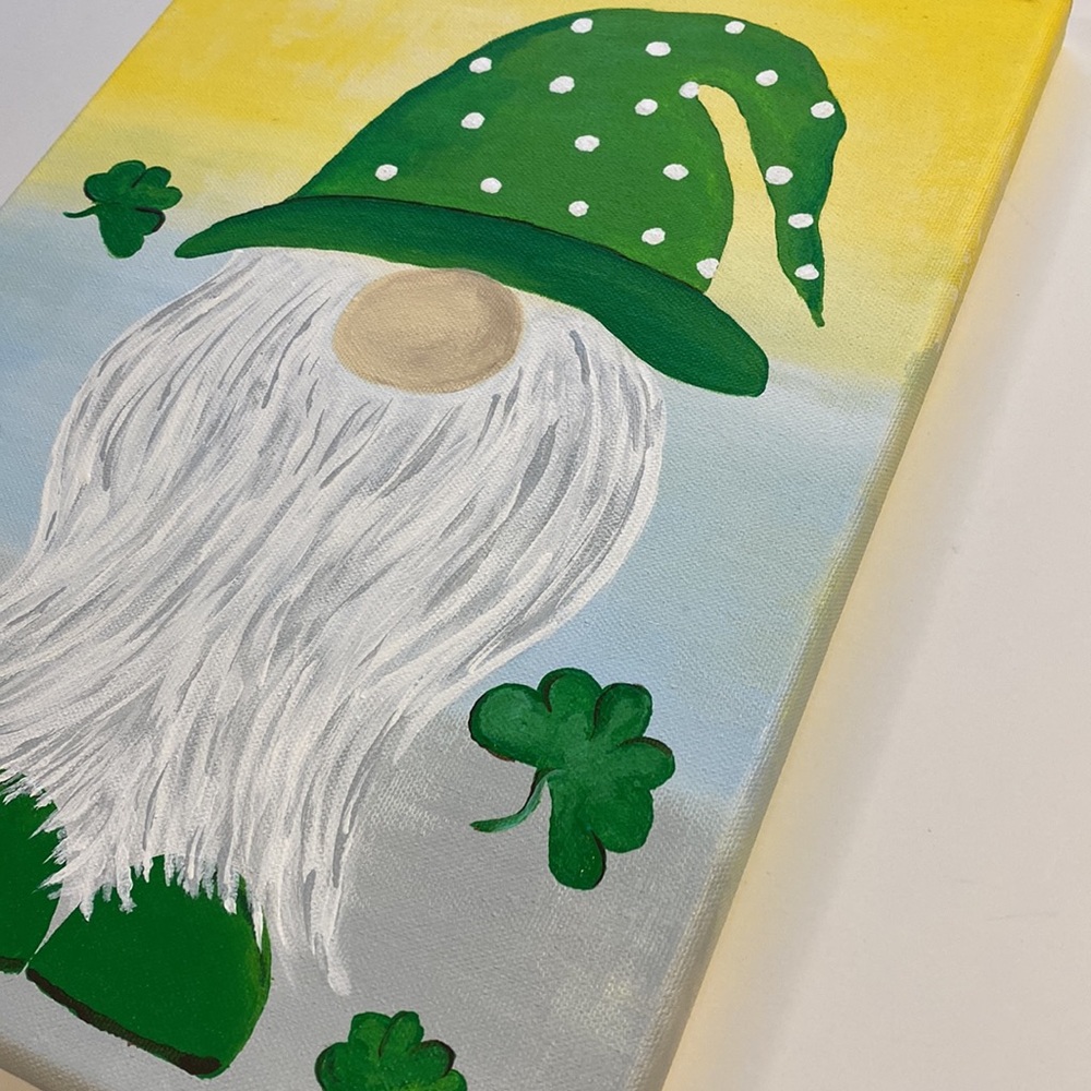 Lucky Gnome 14” x 11” Original Art Decor Wall Hanging Painting - Picture 2 of 11
